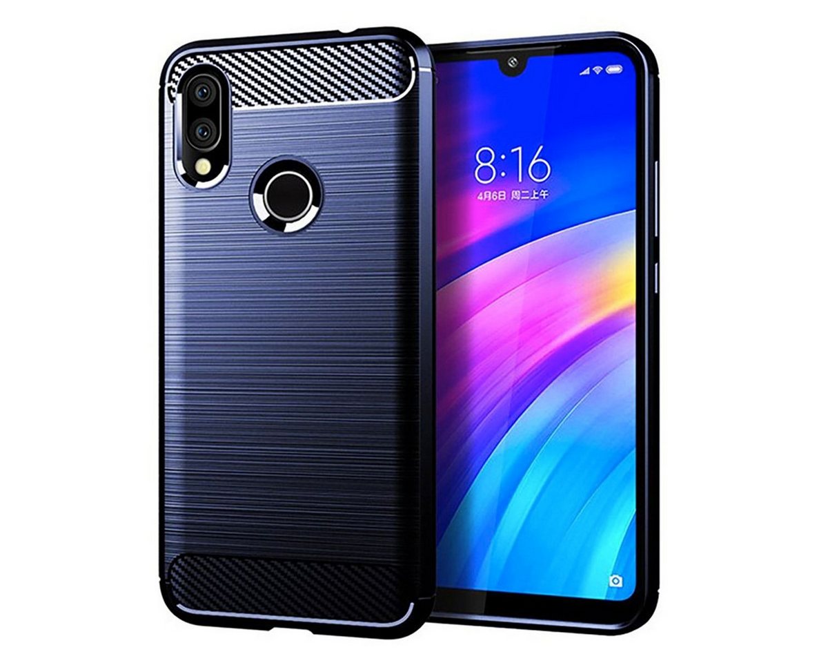 König Design Handyhülle Xiaomi Redmi 7, Xiaomi Redmi 7 Handyhülle Carbon Optik Backcover Blau König Design Handyhülle Xiaomi Redmi 7, Xiaomi Redmi 7 Handyhülle Carbon Optik Backcover Blau von König Design