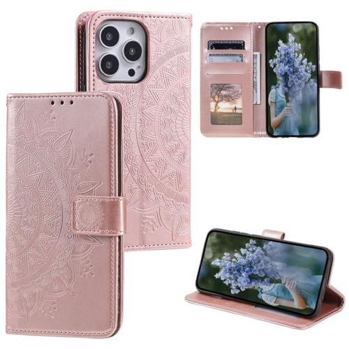 König Design Handyhülle für Apple iPhone 15 Pro Max Hülle, Schutzhülle für Apple iPhone 15 Pro Max Wallet Flip Case Standfunktion Klapphülle für Apple iPhone 15 Pro Max Cover (Roségold) von König Design
