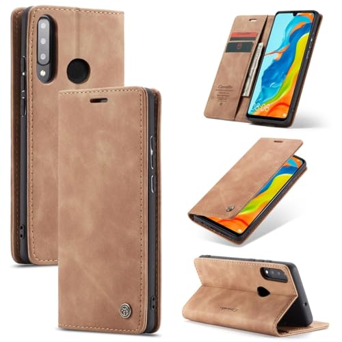 König Design Handyhülle für Huawei P30 Lite New Edition Hülle Premium Kunst-Leder Klappbar Flip Case Magnet Kartenfach Standfunktion Tasche Schutzhülle für Huawei P30 Lite New Edition (Braun) von König Design