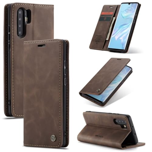 König Design Handyhülle für Huawei P30 Pro Hülle Premium Kunst-Leder Klappbar Flip Case Magnet Kartenfach Standfunktion Tasche Schutzhülle für Huawei P30 Pro (Kaffee) von König Design