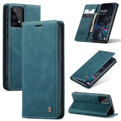 König Design Handyhülle für Samsung Galaxy A33 5G Hülle Premium Kunst-Leder Klappbar Flip Case Magnet Kartenfach Standfunktion Tasche Schutzhülle für Samsung Galaxy A33 5G (Blaugrün) von König Design