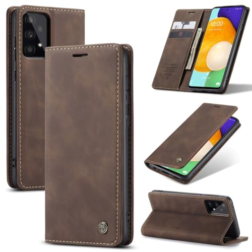 König Design Handyhülle für Samsung Galaxy A53 5G Hülle Premium Kunst-Leder Klappbar Flip Case Magnet Kartenfach Standfunktion Tasche Schutzhülle für Samsung Galaxy A53 5G (Kaffee) von König Design