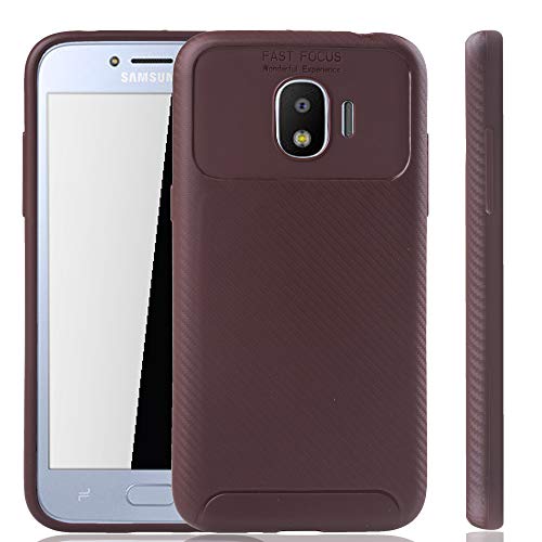 König Design Handyhülle geeignet für Samsung Galaxy J2 Pro Bumper Case Hülle aus TPU Silikon | Sturzsichere Back-Cover Handyhülle in Braun | Im Carbon Look von König Design