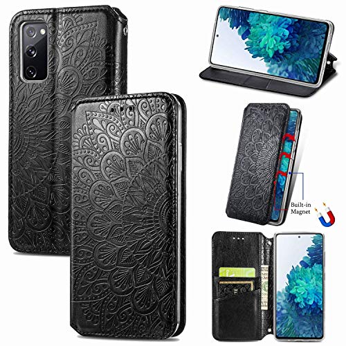 König Design Handyhülle kompatibel für Samsung Galaxy S20 FE Schutztasche Case Cover Wallet Mandala Schwarz von König Design