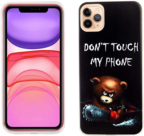 König Design Handyhülle kompatibel mit Apple iPhone 11 Pro Max Silikon Case Hülle Sturzsichere Back-Cover Handyhülle - Don't Touch My Phone Bär mit Kettensäge von König Design