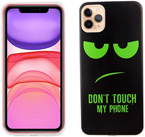 König Design Handyhülle kompatibel mit Apple iPhone 11 Pro Silikon Case Hülle Sturzsichere Back-Cover Handyhülle - Don't Touch My Phone Grün Schwarz von König Design