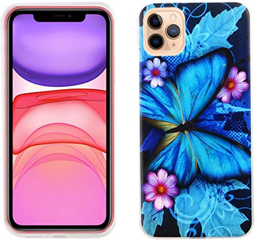 König Design Handyhülle kompatibel mit Apple iPhone 11 Pro Silikon Case Hülle Sturzsichere Back-Cover Handyhülle - Schmetterling Blau von König Design