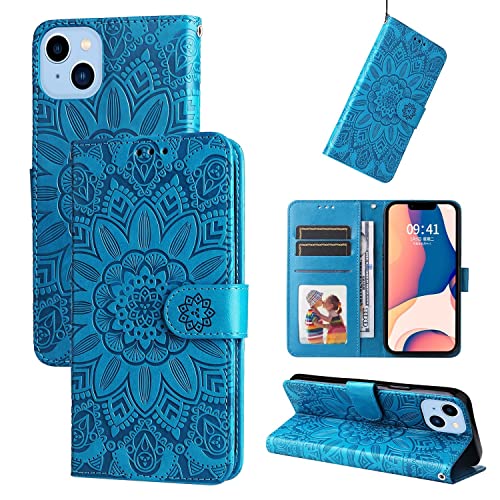 König Design Handyhülle kompatibel mit Apple iPhone 14 Schutzhülle Case Cover Kartenfach Blau von König Design