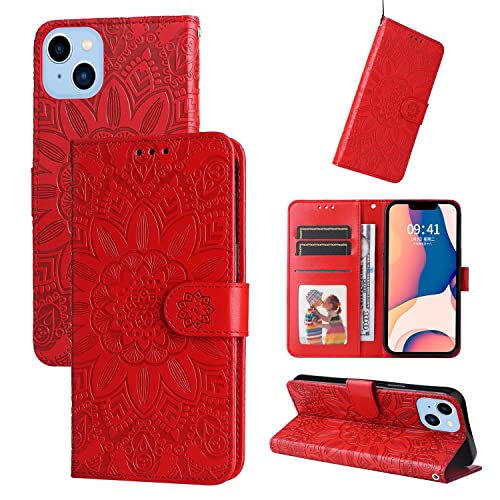 König Design Handyhülle kompatibel mit Apple iPhone 14 Schutzhülle Case Cover Kartenfach Rot von König Design