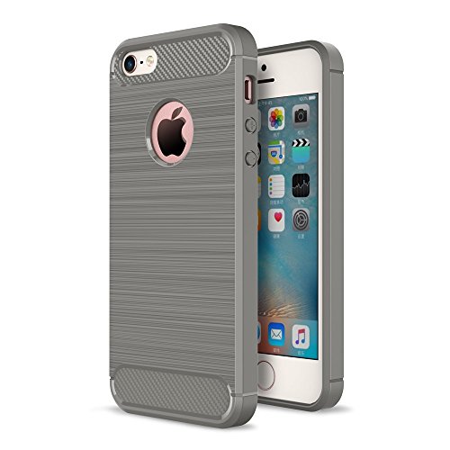 König Design Handyhülle kompatibel mit Apple iPhone 5 / 5s / SE Silikon Case Hülle Sturzsichere Back-Cover Handyhülle - Carbon - Grau von König Design