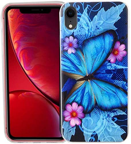 König Design Handyhülle kompatibel mit Apple iPhone XR Silikon Case Hülle Sturzsichere Back-Cover Handyhülle - Schmetterling Blau von König Design