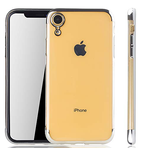 König Design Handyhülle kompatibel mit Apple iPhone XR Silikon Case Hülle Sturzsichere Back-Cover Handyhülle - Transparent - Silber von König Design