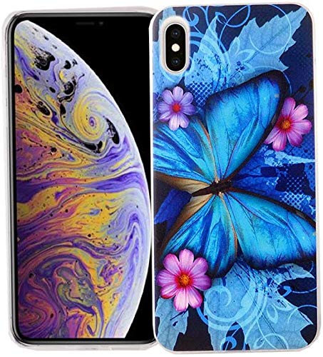 König Design Handyhülle kompatibel mit Apple iPhone XS Max Silikon Case Hülle Sturzsichere Back-Cover Handyhülle - Schmetterling Blau von König Design