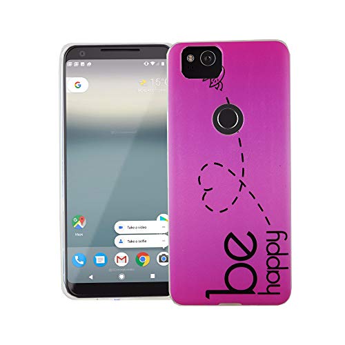 König Design Handyhülle kompatibel mit Google Pixel 2 Silikon Case Hülle Sturzsichere Back-Cover Handyhülle - Be Happy Design Pink von König Design