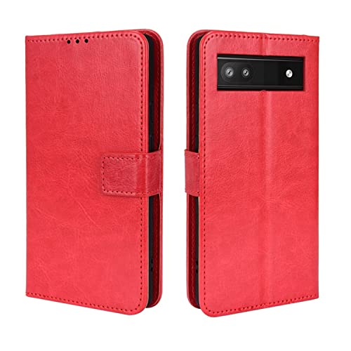 König Design Handyhülle kompatibel mit Google Pixel 6a Schutzhülle Case Cover Kartenfach Rot von König Design