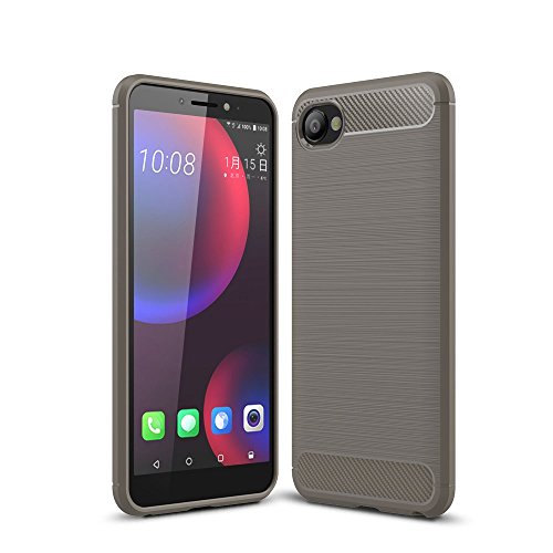 König Design Handyhülle kompatibel mit HTC Desire 12 Silikon Case Hülle Sturzsichere Back-Cover Handyhülle - Carbon - Grau von König Design