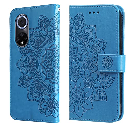 König Design Handyhülle kompatibel mit Honor 50 Schutztasche Wallet Cover 360 Case Etuis Blau von König Design