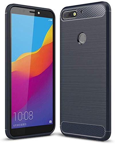 König Design Handyhülle kompatibel mit Huawei Honor 7C Silikon Case Hülle Sturzsichere Back-Cover Handyhülle - Carbon - Blau von König Design