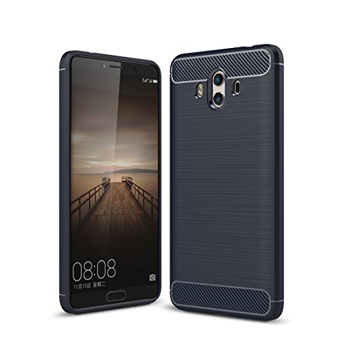 König Design Handyhülle kompatibel mit Huawei Mate 10 Silikon Case Hülle Sturzsichere Back-Cover Handyhülle - Carbon - Blau von König Design