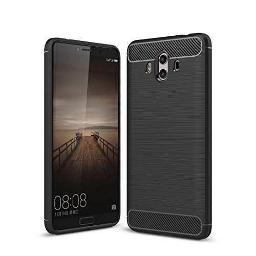 König Design Handyhülle kompatibel mit Huawei Mate 10 Silikon Case Hülle Sturzsichere Back-Cover Handyhülle - Carbon - Schwarz von König Design