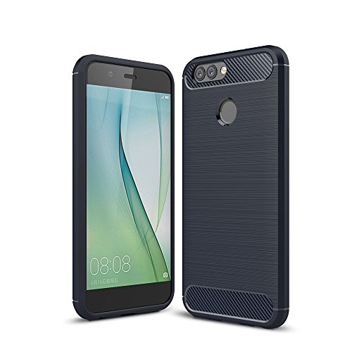 König Design Handyhülle kompatibel mit Huawei Nova 2 Plus Silikon Case Hülle Sturzsichere Back-Cover Handyhülle - Carbon - Blau von König Design