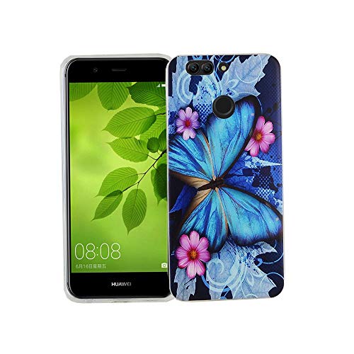 König Design Handyhülle kompatibel mit Huawei Nova 2 Plus Silikon Case Hülle Sturzsichere Back-Cover Handyhülle - Schmetterling Blau von König Design