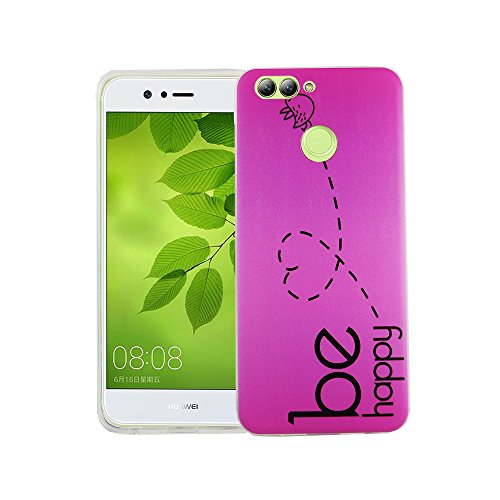 König Design Handyhülle kompatibel mit Huawei Nova 2 Silikon Case Hülle Sturzsichere Back-Cover Handyhülle - Be Happy Design Pink von König Design