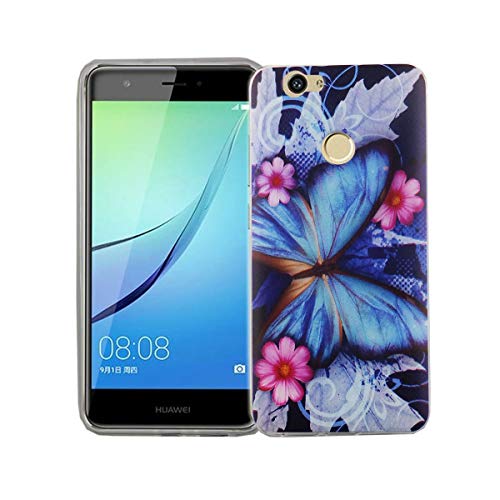 König Design Handyhülle kompatibel mit Huawei Nova Silikon Case Hülle Sturzsichere Back-Cover Handyhülle - Schmetterling Blau von König Design