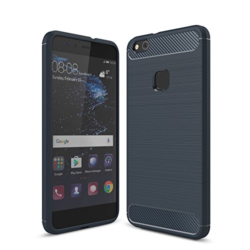 König Design Handyhülle kompatibel mit Huawei P10 Lite Silikon Case Hülle Sturzsichere Back-Cover Handyhülle - Carbon - Blau von König Design