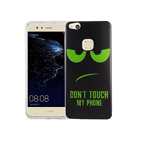 König Design Handyhülle kompatibel mit Huawei P10 Lite Silikon Case Hülle Sturzsichere Back-Cover Handyhülle - Don't Touch My Phone Grün Schwarz von König Design