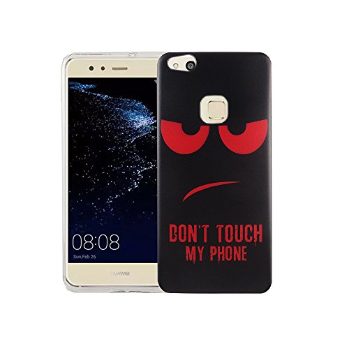König Design Handyhülle kompatibel mit Huawei P10 Lite Silikon Case Hülle Sturzsichere Back-Cover Handyhülle - Don't Touch My Phone Rot Schwarz von König Design
