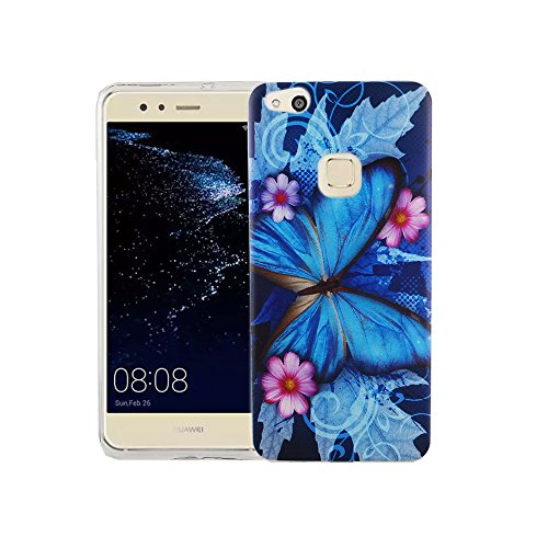 König Design Handyhülle kompatibel mit Huawei P10 Lite Silikon Case Hülle Sturzsichere Back-Cover Handyhülle - Schmetterling Blau von König Design