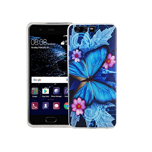 König Design Handyhülle kompatibel mit Huawei P10 Silikon Case Hülle Sturzsichere Back-Cover Handyhülle - Schmetterling Blau von König Design