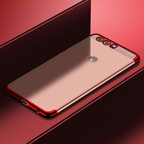 König Design Handyhülle kompatibel mit Huawei P10 Silikon Case Hülle Sturzsichere Back-Cover Handyhülle - Transparent - Rot von König Design