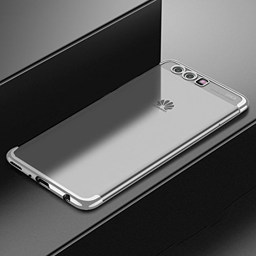 König Design Handyhülle kompatibel mit Huawei P10 Silikon Case Hülle Sturzsichere Back-Cover Handyhülle - Transparent - Silber von König Design