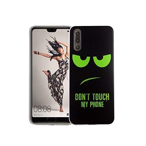 König Design Handyhülle kompatibel mit Huawei P20 Silikon Case Hülle Sturzsichere Back-Cover Handyhülle - Don't Touch My Phone Grün Schwarz von König Design