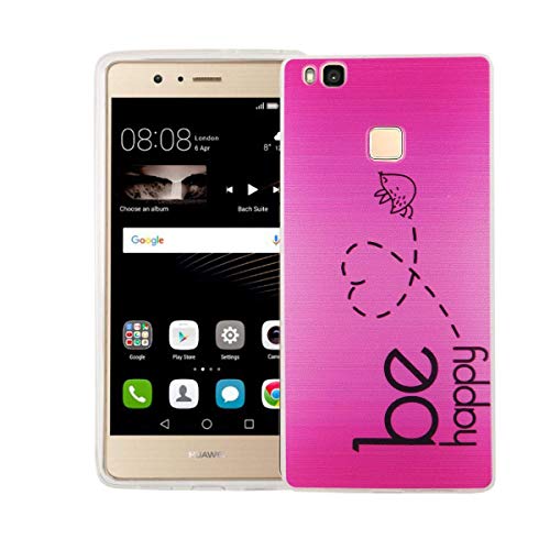 König Design Handyhülle kompatibel mit Huawei P9 Lite Silikon Case Hülle Sturzsichere Back-Cover Handyhülle - Be Happy Design Pink von König Design