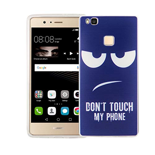 König Design Handyhülle kompatibel mit Huawei P9 Lite Silikon Case Hülle Sturzsichere Back-Cover Handyhülle - Don't Touch My Phone Weiß Dunkelblau von König Design