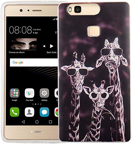 König Design Handyhülle kompatibel mit Huawei P9 Lite Silikon Case Hülle Sturzsichere Back-Cover Handyhülle - Lustige Giraffen von König Design