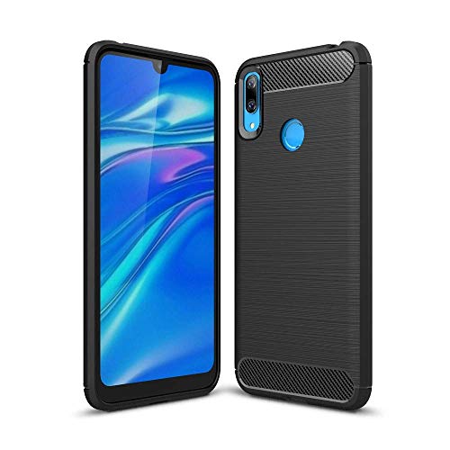 König Design Handyhülle kompatibel mit Huawei Y7 (2019) Silikon Case Hülle Sturzsichere Back-Cover Handyhülle - Carbon - Schwarz von König Design