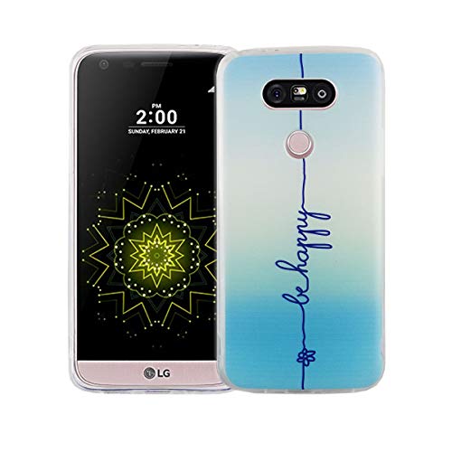 König Design Handyhülle kompatibel mit LG G5 Silikon Case Hülle Sturzsichere Back-Cover Handyhülle - Be Happy Design Blau von König Design