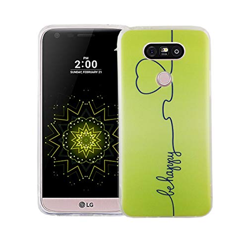 König Design Handyhülle kompatibel mit LG G5 Silikon Case Hülle Sturzsichere Back-Cover Handyhülle - Be Happy Design Grün von König Design