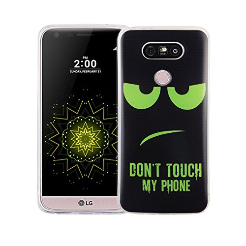 König Design Handyhülle kompatibel mit LG G5 Silikon Case Hülle Sturzsichere Back-Cover Handyhülle - Don't Touch My Phone Grün Schwarz von König Design