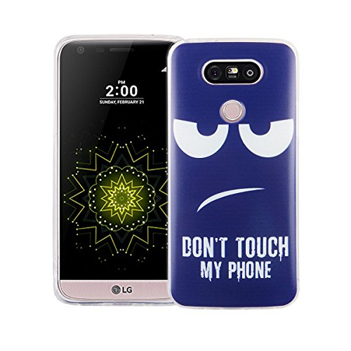 König Design Handyhülle kompatibel mit LG G5 Silikon Case Hülle Sturzsichere Back-Cover Handyhülle - Don't Touch My Phone Weiß Dunkelblau von König Design