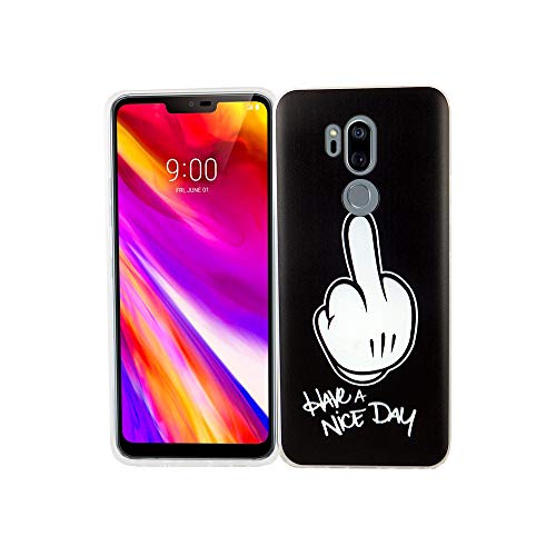 König Design Handyhülle kompatibel mit LG G7 Silikon Case Hülle Sturzsichere Back-Cover Handyhülle - Have A Nice Day Weiß Schwarz von König Design