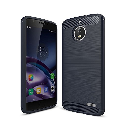 König Design Handyhülle kompatibel mit Motorola Moto E4 Silikon Case Hülle Sturzsichere Back-Cover Handyhülle - Carbon - Blau von König Design