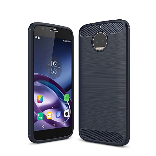 König Design Handyhülle kompatibel mit Motorola Moto G5S Plus Silikon Case Hülle Sturzsichere Back-Cover Handyhülle - Carbon - Blau von König Design