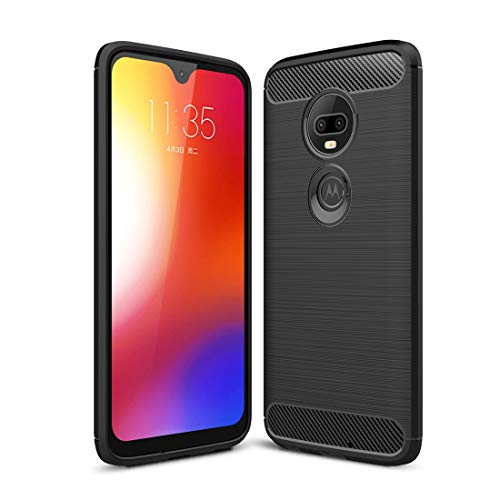 König Design Handyhülle kompatibel mit Motorola Moto G7 Silikon Case Hülle Sturzsichere Back-Cover Handyhülle - Carbon - Schwarz von König Design