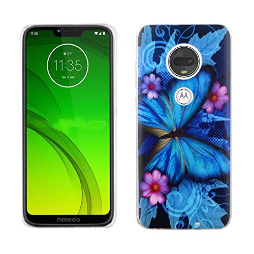 König Design Handyhülle kompatibel mit Motorola Moto G7 Silikon Case Hülle Sturzsichere Back-Cover Handyhülle - Schmetterling Blau von König Design