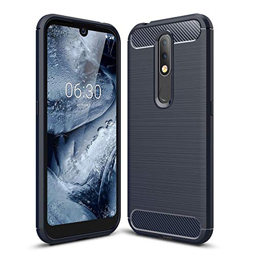 König Design Handyhülle kompatibel mit Nokia 4.2 Silikon Case Hülle Sturzsichere Back-Cover Handyhülle - Carbon - Blau von König Design
